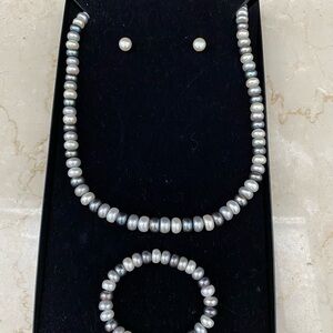 Honora Collection Fresh Water Pearl Necklace Bracelet /Earrings Sterling Silver